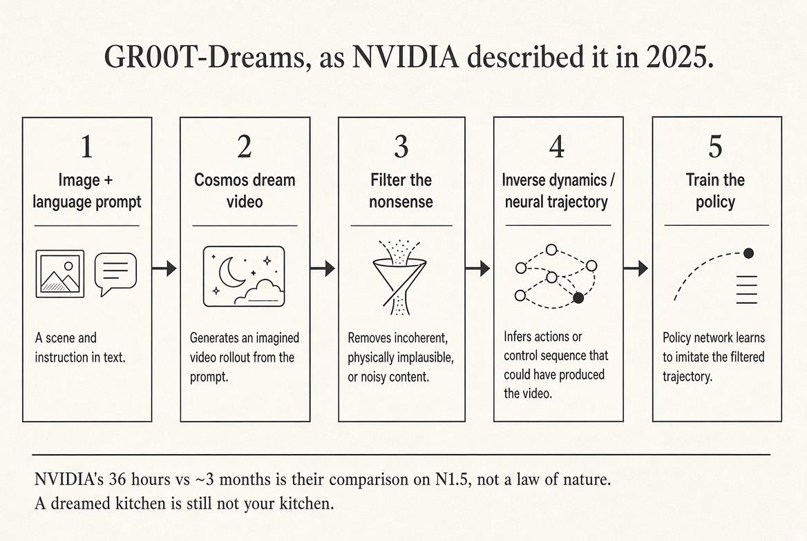 GR00T-Dreams pipeline as NVIDIA described it in 2025