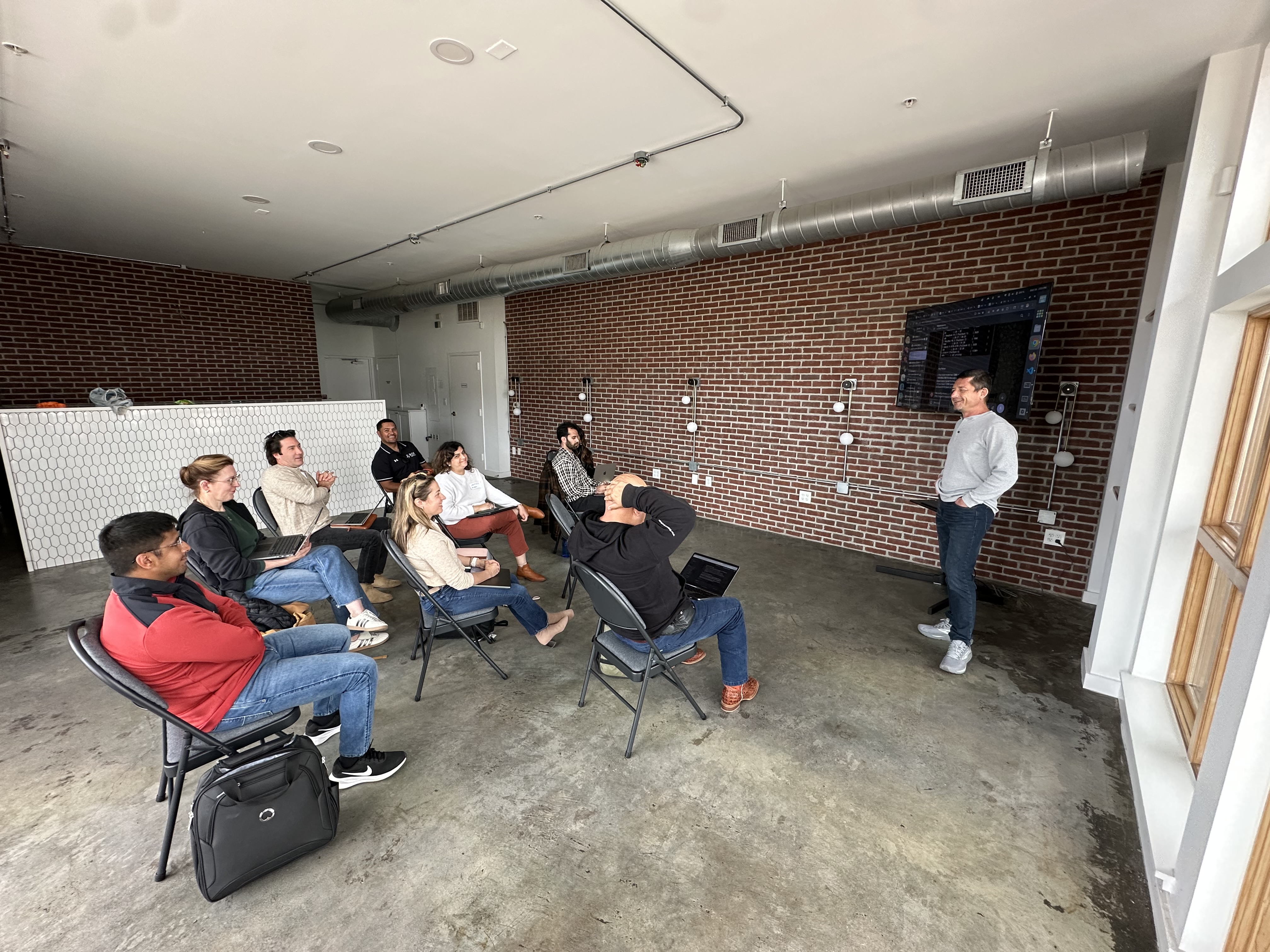 Ivelin presenting to founders at the SXSW 2026 Building Teams with Agents meetup at Pirin.ai Founder Builder Studio, Austin TX